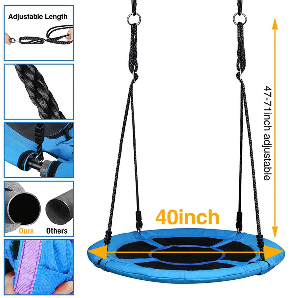 Trekassy 440lbs Metal Swing Set with 40 Inch Saucer Tree Swing, Swivel and Heavy Duty A-Frame Metal Swing Stand