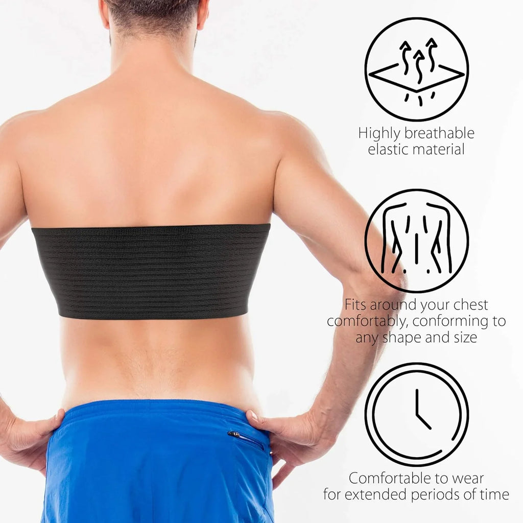 ORTONYX 6.25" Broken Rib Brace Unisex - Elastic Chest Wrap Comppression Support Belt - Rehabilitation of Cracked, Fractured, Dislocated Ribs Post-Surgery Aid Plus Size 3XL Ebony / ACOX5226-BK-3XL