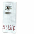 Rae Dunn BLESSED White Kitchen Towels Red LL lettering Set of 2 Christmas Holiday