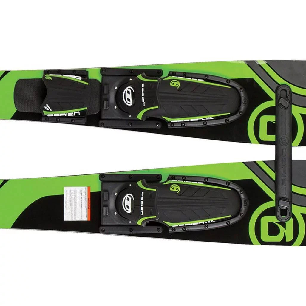 OBrien 54" Adjustable Combo Water Skis, Kids Size 2-Mens Size 7, Green (6 Pack)