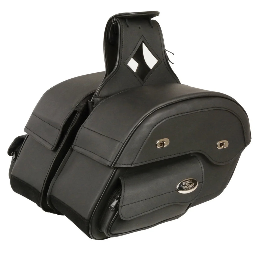 Milwaukee Leather MP8306 Jet Large Cruiser Style Slant Throw Over Saddle Bags