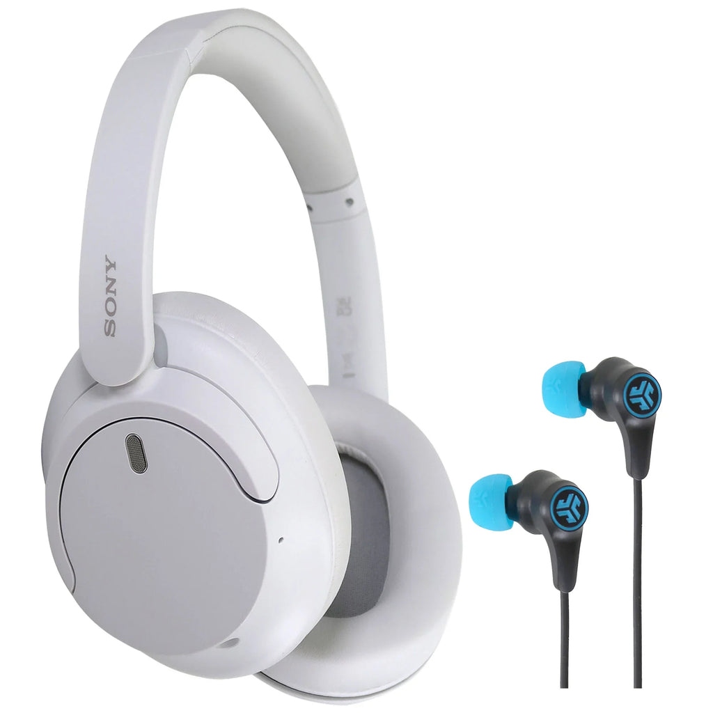 Wireless Noise-Canceling Headphones WH-CH720N (White) with JLab Play Gaming Wireless Earbuds