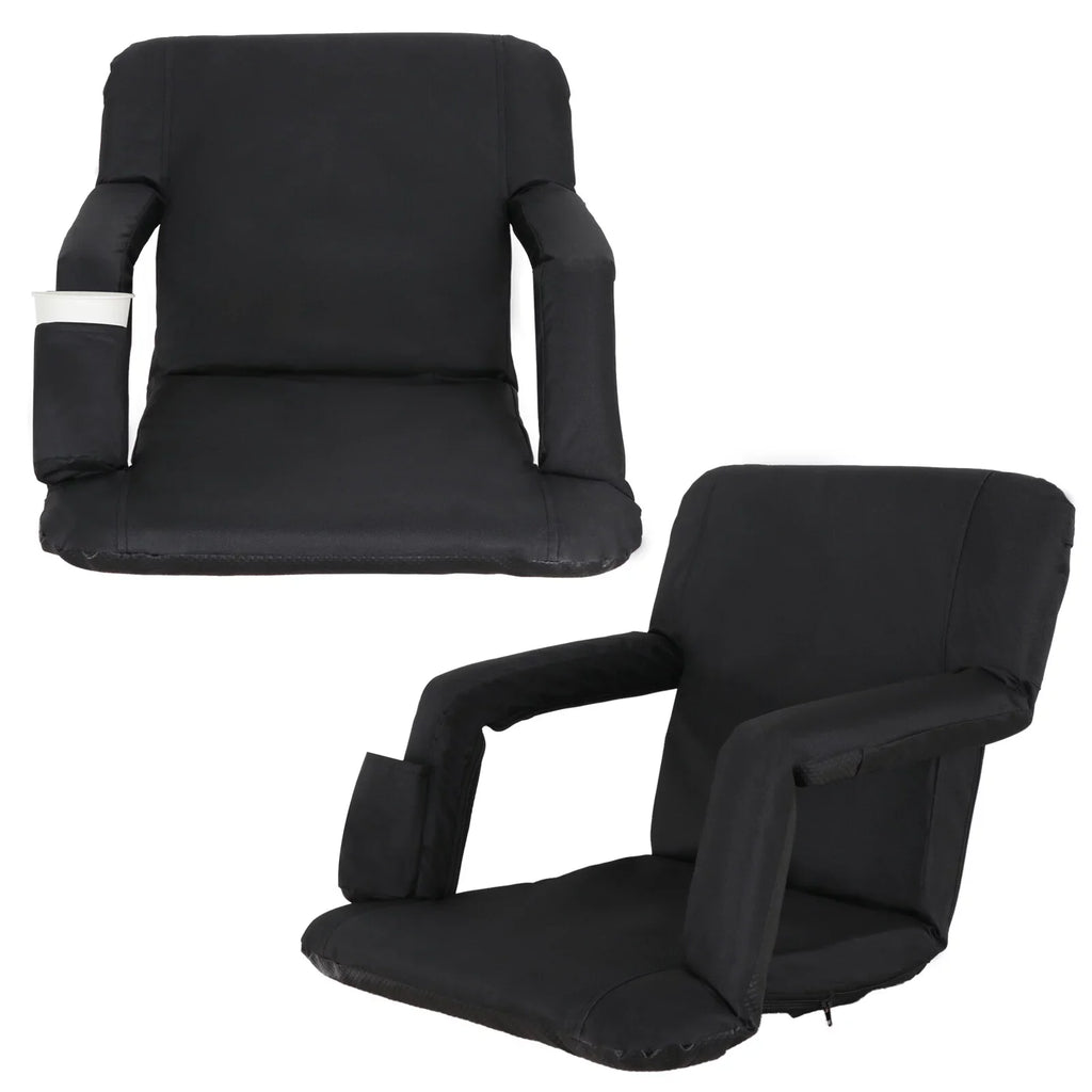 ZenSports 2PCS Portable Stadium Seat Chair for Bleacher 6 Reclining Positions Ebony