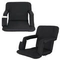 ZenSports 2PCS Portable Stadium Seat Chair for Bleacher 6 Reclining Positions Ebony