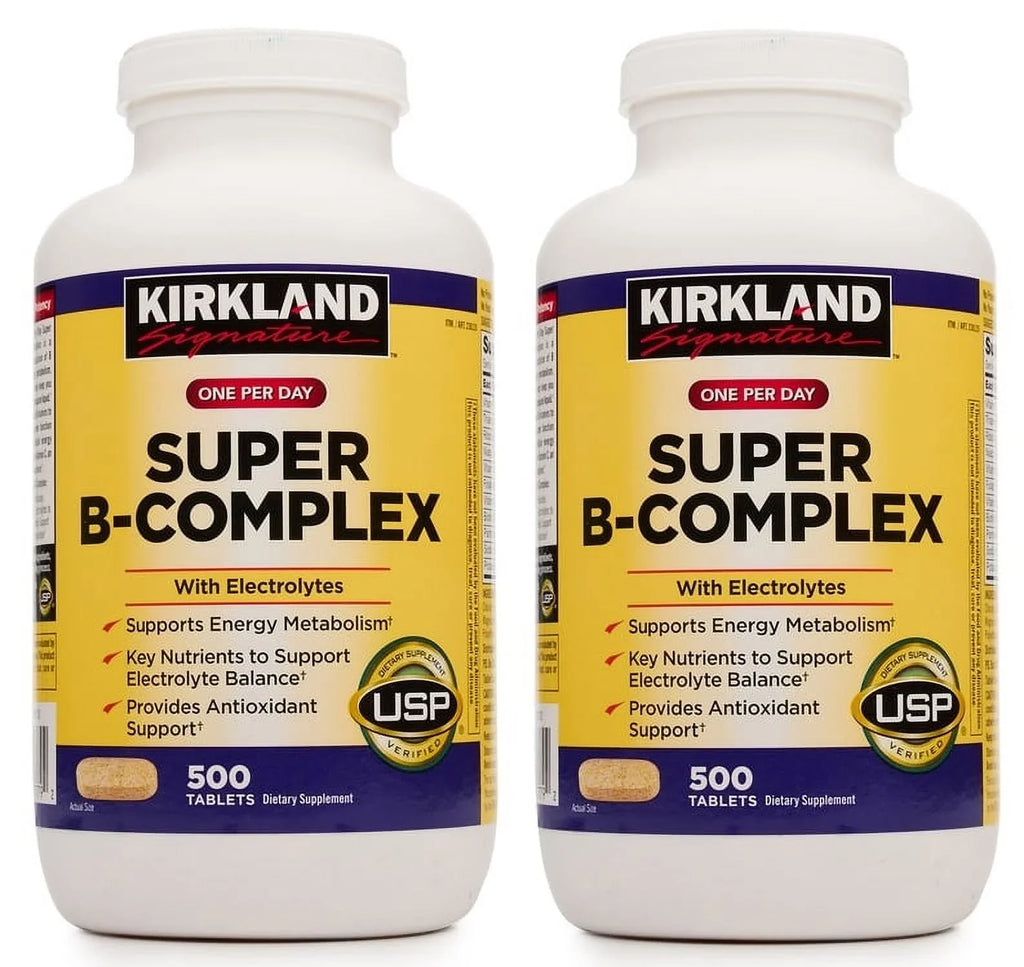 Super B-Complex, 500 Tablets PACK OF 2 1000 TABLETS TOTAL Includes 8 B Vitamins, Electrolytes and Vitamin C