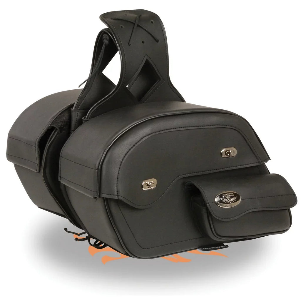 Milwaukee Leather MP8306 Jet Large Cruiser Style Slant Throw Over Saddle Bags