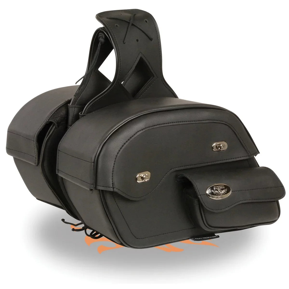 Milwaukee Leather MP8306 Jet Large Cruiser Style Slant Throw Over Saddle Bags