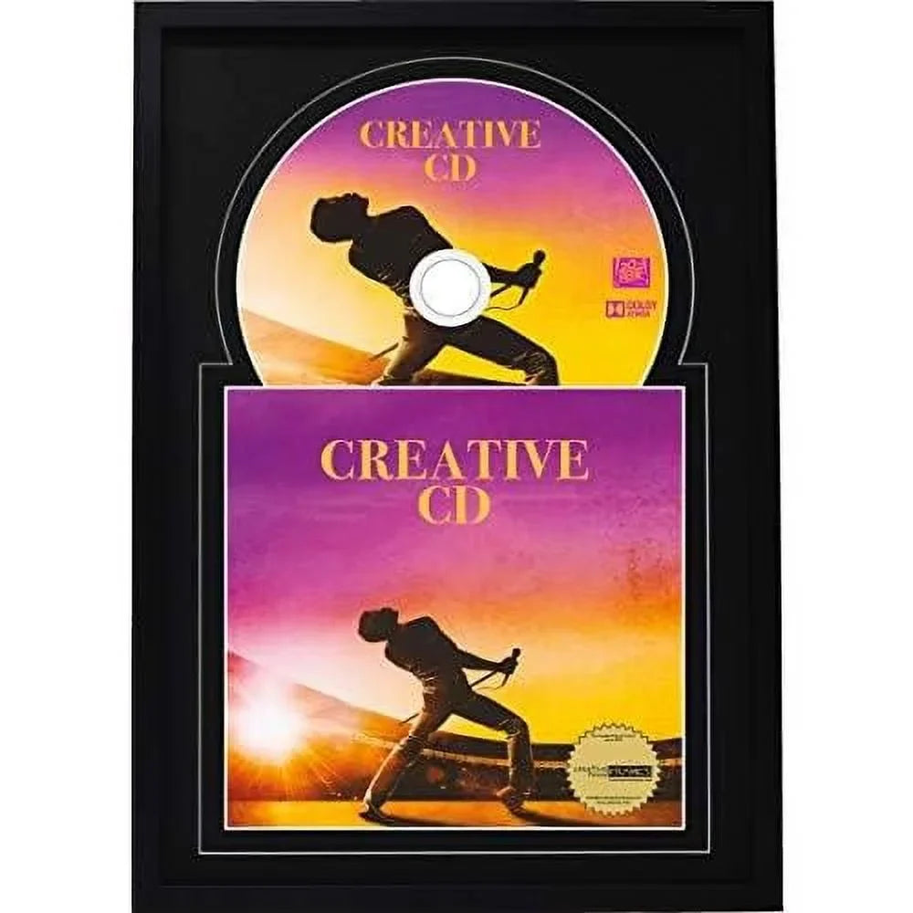 X 12" Jukebox Music Frame Double Jet Matting Displays Cover Art And 4 7/8-Inch Dia. Disc Self Standing With Wall Hanger