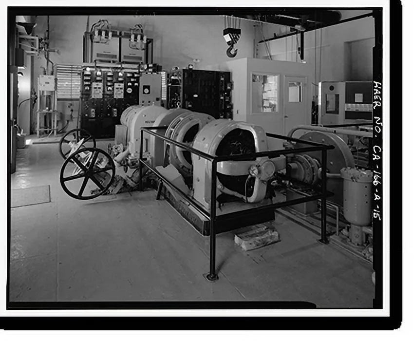 Historic Framed Print, Rush Creek Hydroelectric System, Powerhouse Exciters, Rush Creek, June Lake vicinity, Mono County, CA - 15, 17-7/8" x 21-7/8"