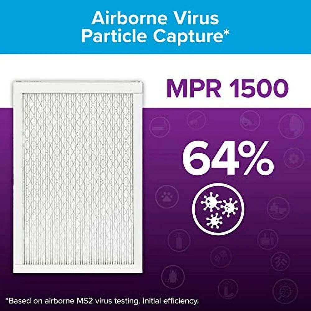 Filtrete 12x24x1, AC Furnace Air Filter, MPR 1500, Healthy Living Ultra Allergen, 6-Pack (exact dimensions 11.69 x 23.69 x 0.78)