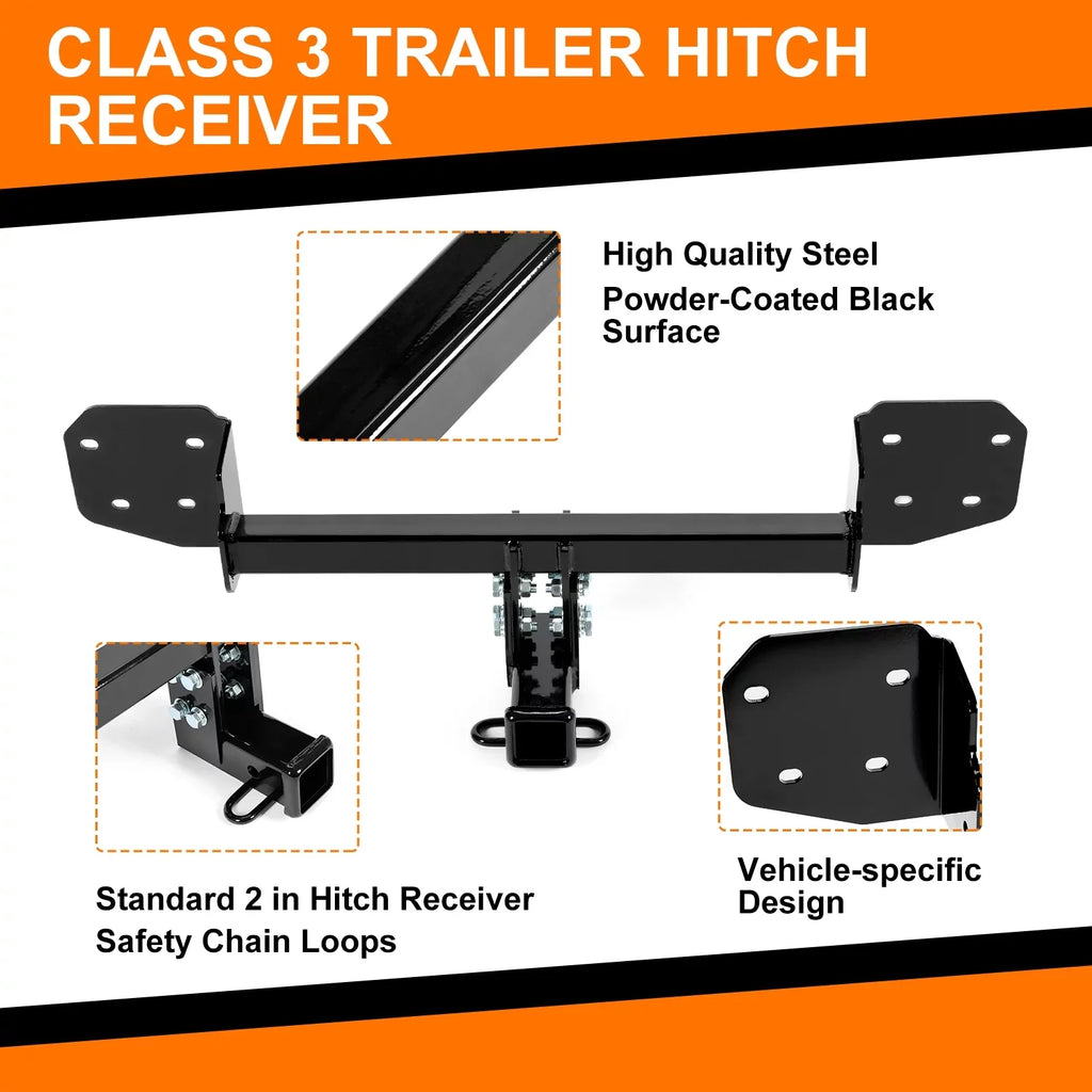 Kojem Class 3 Trailer Hitch Receiver 2" for 2010-2019 Subaru Outback Hatchback Steel Ebony
