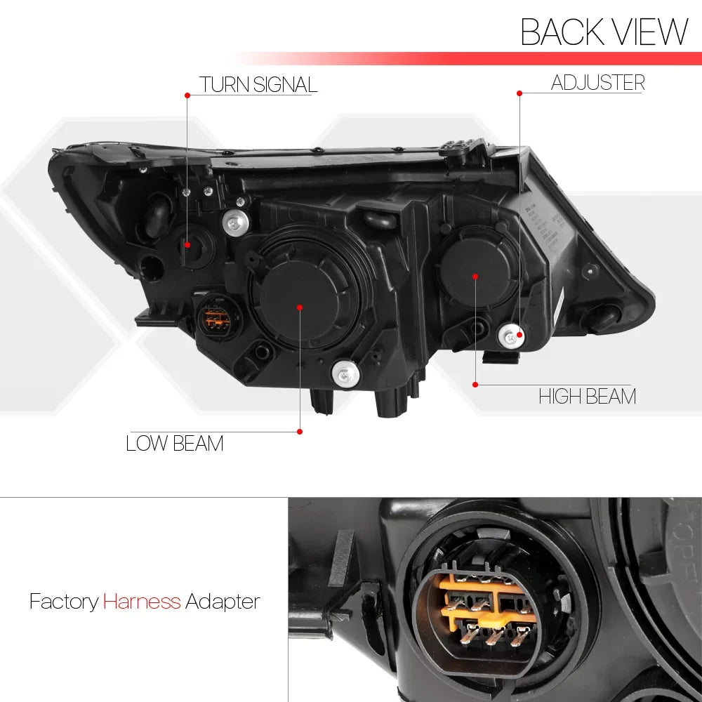 Dark Housing Projector Headlight Amber Reflector for 14-15 Kia Sorento EX/SX