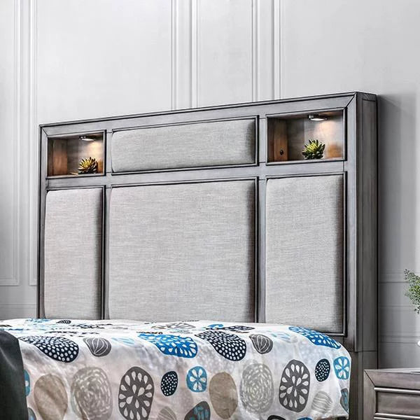 Transitional Style 1pc Eastern King Size Bed Gray Finish Bedroom Furniture