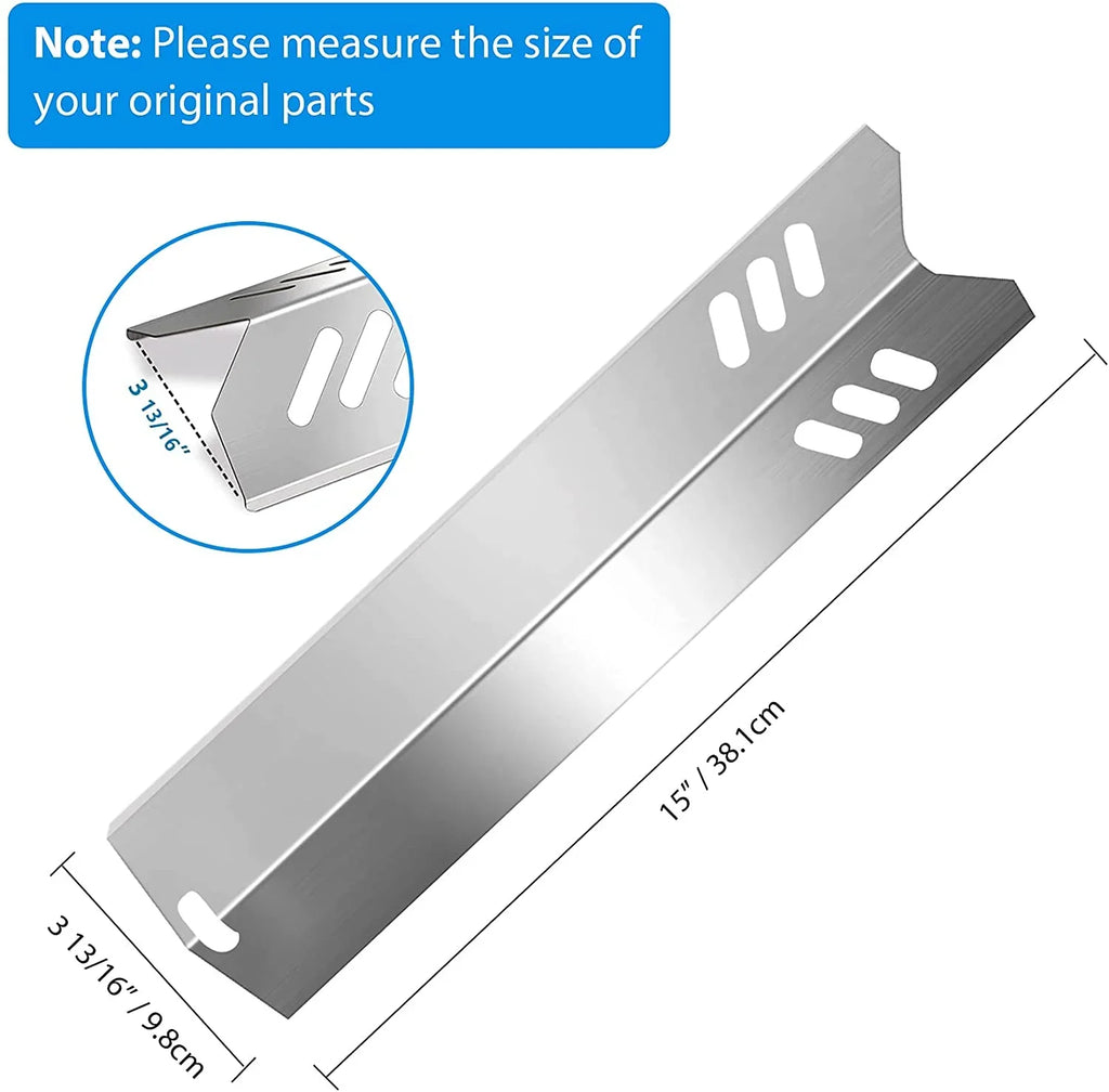 Grill Drip Pans Adjustable Grease Tray (24.5" to 27") and Heat Plates Set (4 Pack) for DynaGlo, Uniflame, BHG, Backyard Grill Models