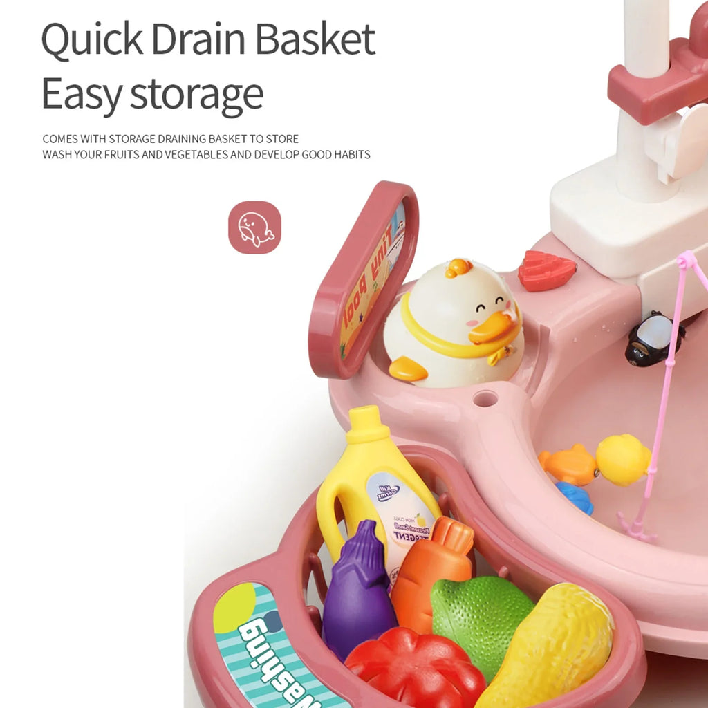Nebublu Furnishing articles,Kitchen Water A Water Kitchen Dishwasher Pretend Role Play Slide 22pcs Kitchen 180rotatable With A 2-in-1 Kitchen Water Slide Toddler Toy Sink With Water Pretend Owsoo