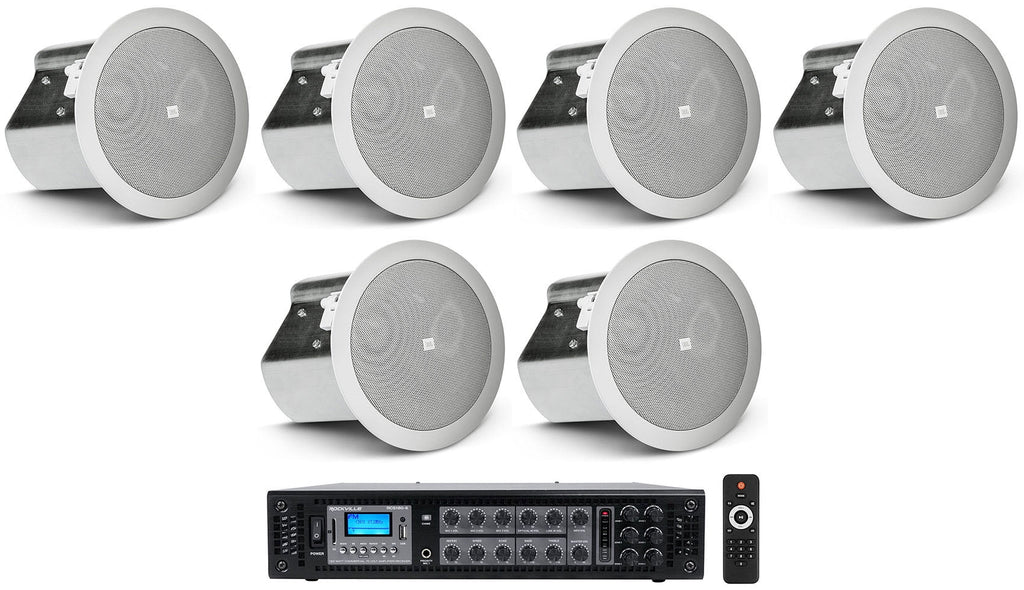 6) JBL CONTROL 14C/T 4" In-Ceiling Speakers+Receiver Amp For Restaurant/Bar/Cafe