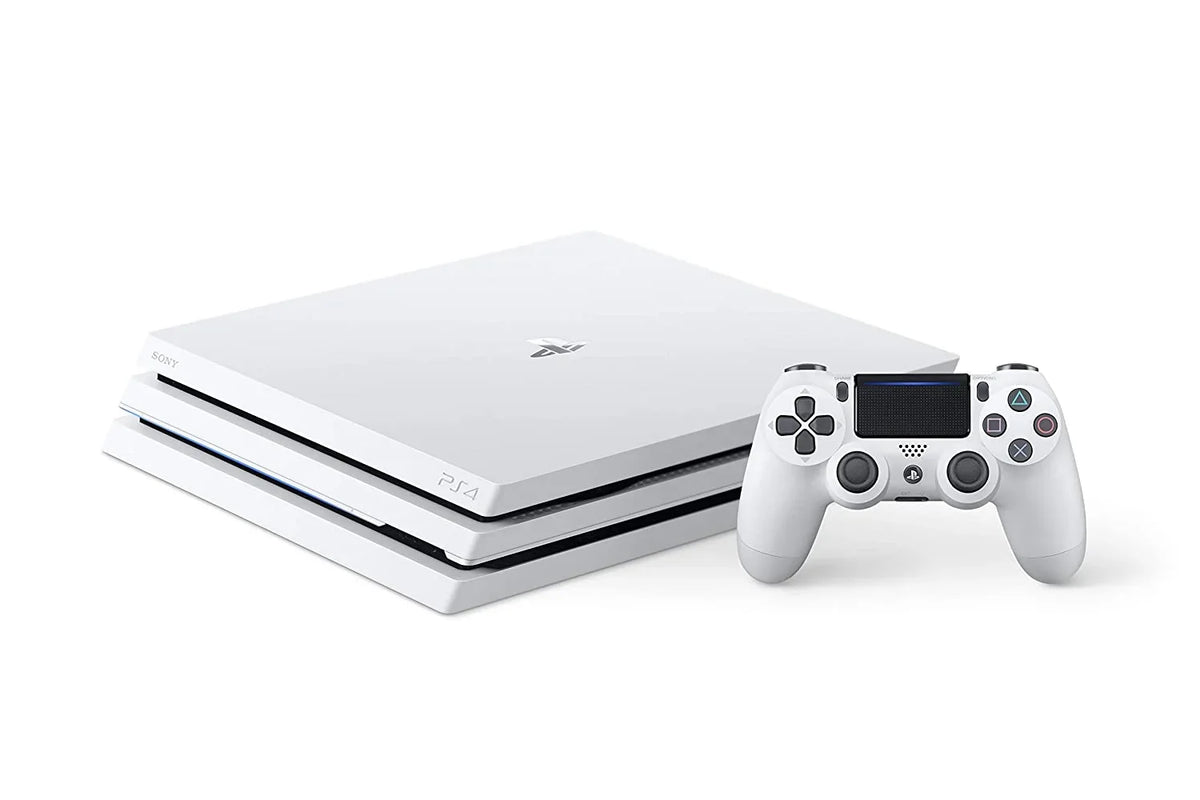 PlayStation 4 Original 500GB Matte White Gaming Console With 2 Controller + G9 Earbuds With Microphone BOLT AXTION Bundle Used