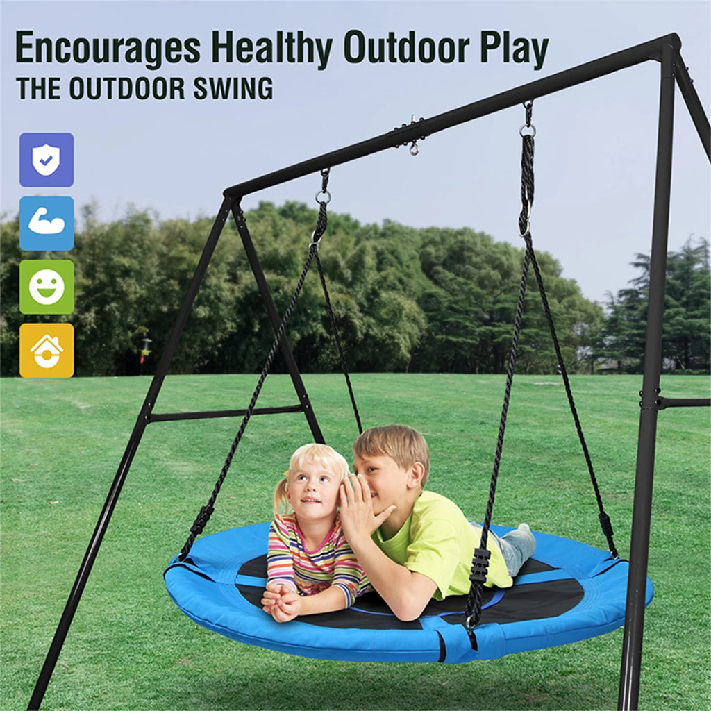 Trekassy 440lbs Metal Swing Set with 40 Inch Saucer Tree Swing, Swivel and Heavy Duty A-Frame Metal Swing Stand