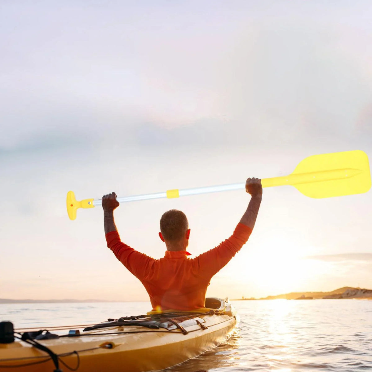 BAOSITY Canoeing Paddle Flexible Durable Beginners Float Boat Paddle Boat Oars for Canoe Outdoor Activities Sports Kayaking Yellow