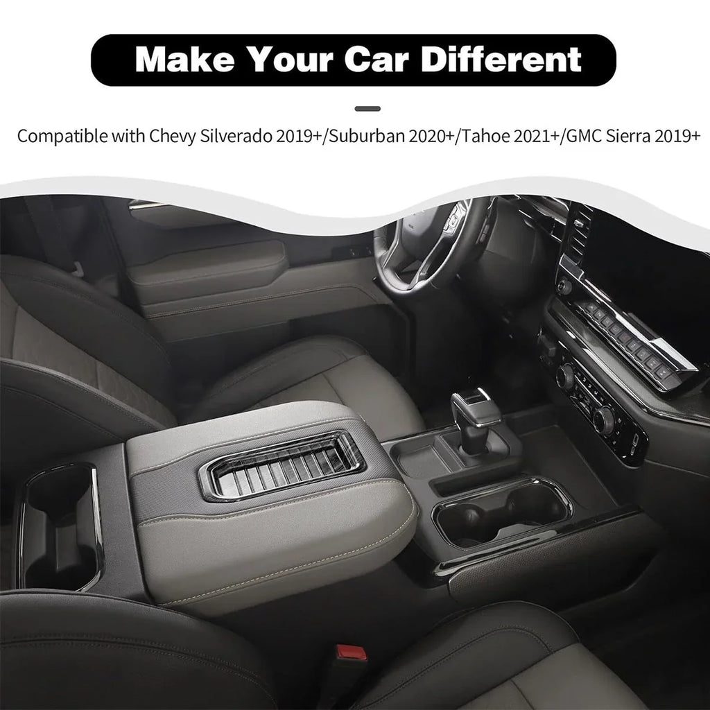Center Armrest Storage Box Trim Cover Fit For Chevy Silverado Suburban Tahoe SIERRA 2019 2020 2021 2022 Dark Wood Grain
