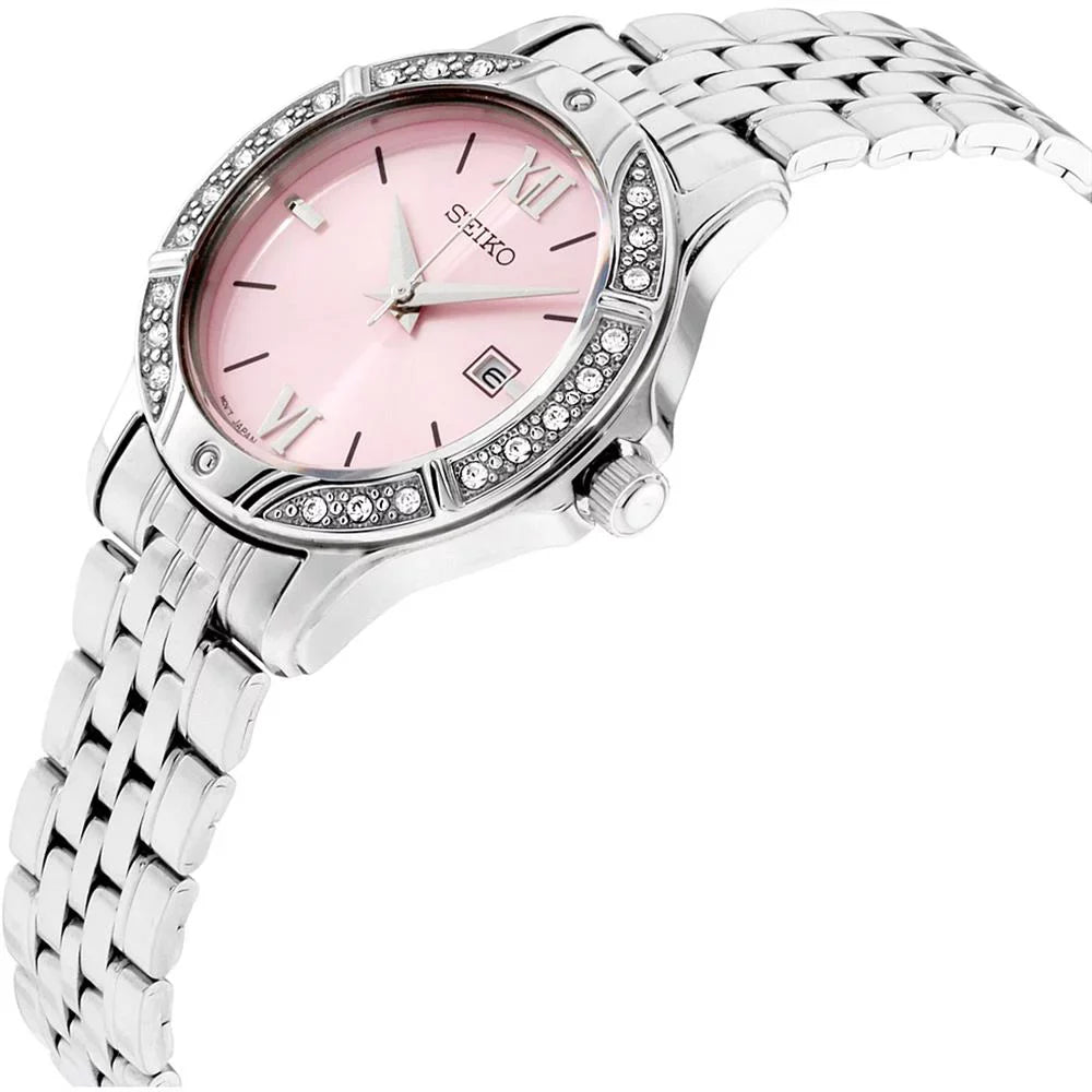 Women's SUR863 Pink Dial Steel Bracelet Swarovski Crystal Watch