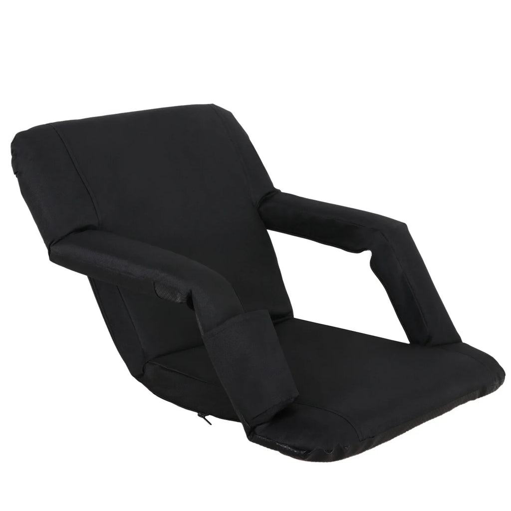ZenSports 2PCS Portable Stadium Seat Chair for Bleacher 6 Reclining Positions Ebony