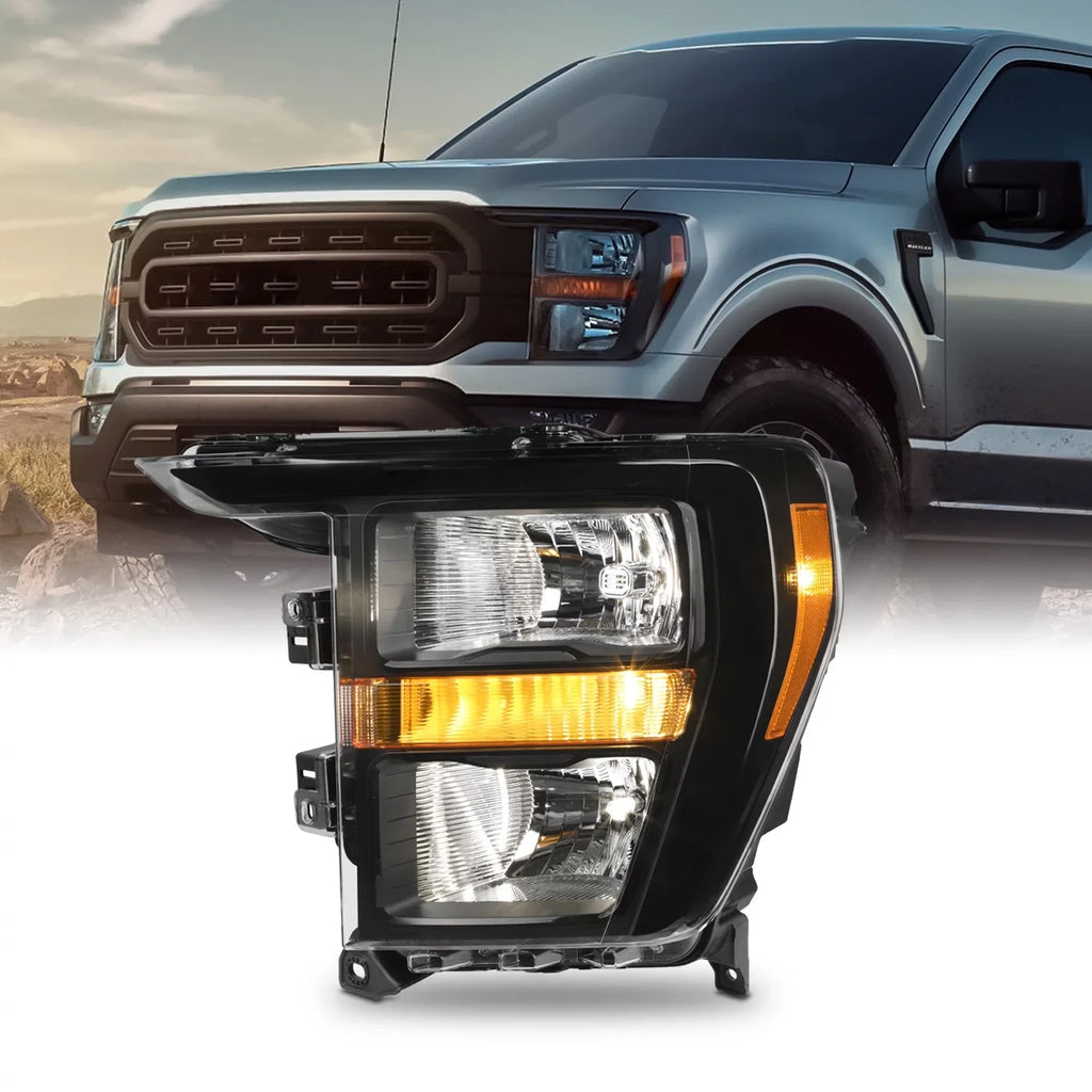 AKKON - Fit 2021 2022 2023 Ford F150 Pickup Truck [Halogen Type] Headlight Headlamp OE Style Jet Housing Driver Left Side