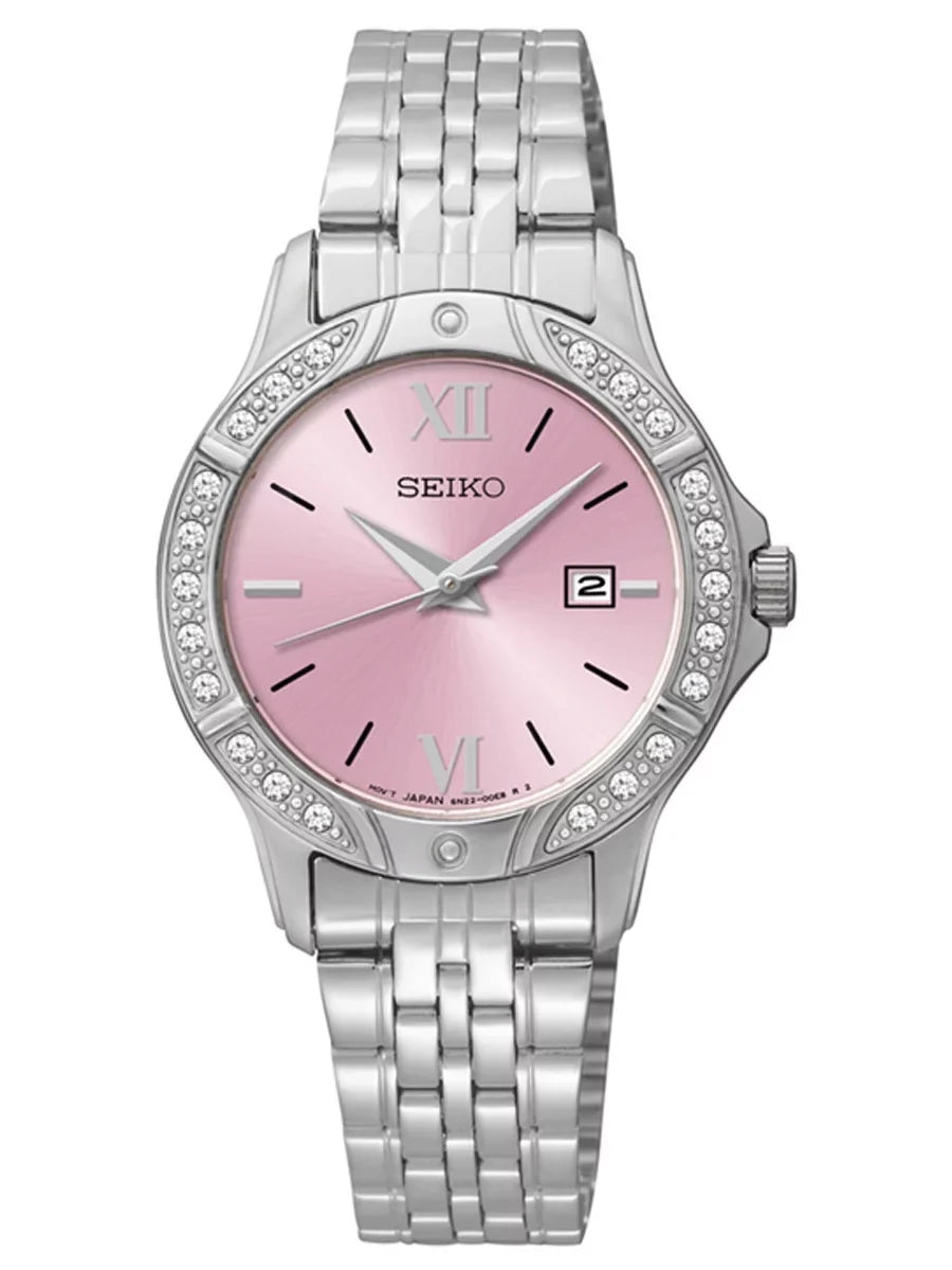 Women's SUR863 Pink Dial Steel Bracelet Swarovski Crystal Watch