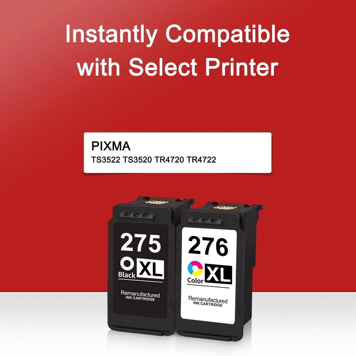 PG-275 XL/CL-276 XL Value Pack Ink Cartridge Replacement for Ink 275 and 276 Used for PIXMA TS3522 TS3520 TR4720 TR4722 (1 Dark Color) Combo Pack