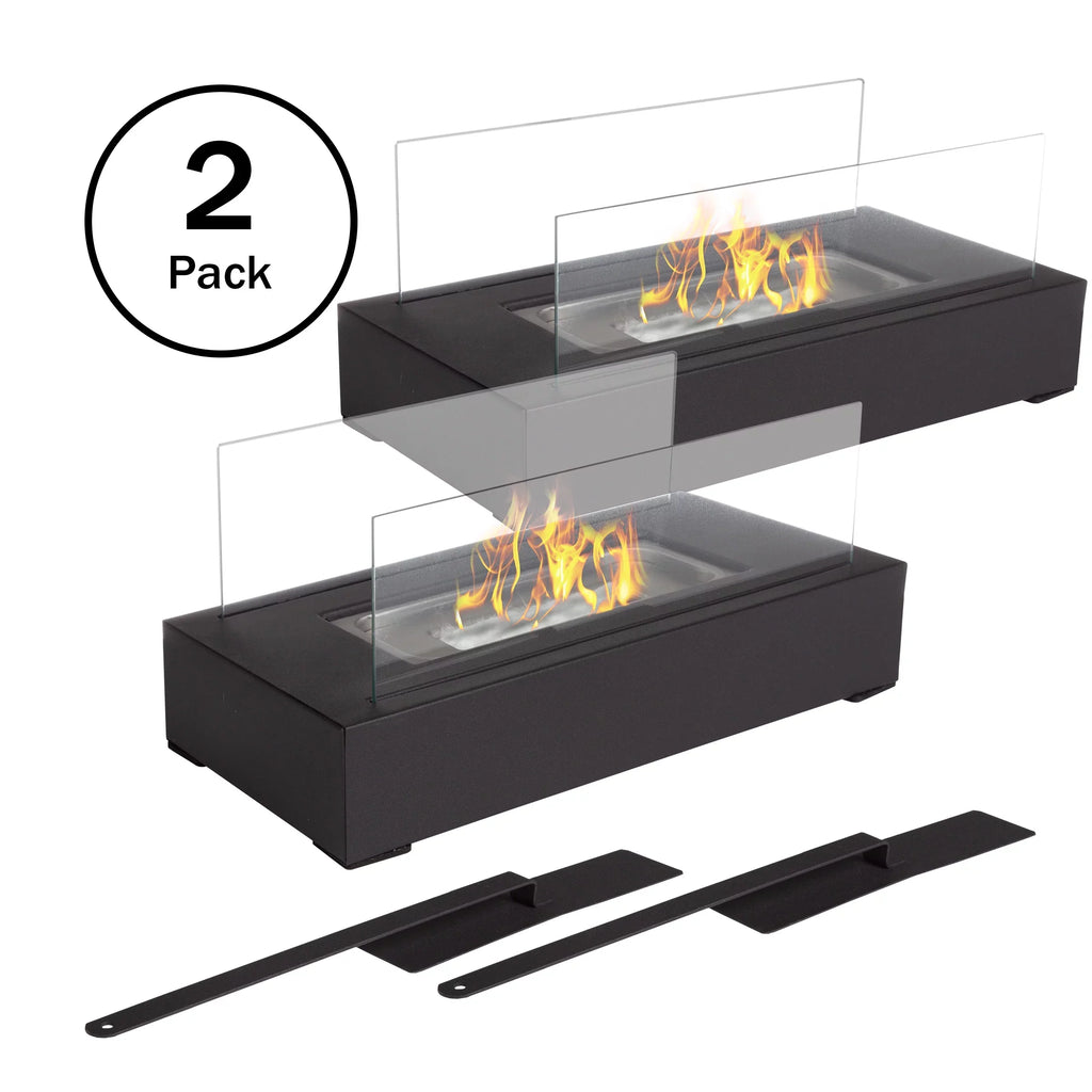 Northwest 2-Pack Rectangular Indoor or Outdoor Ventless Bio Ethanol Tabletop Fireplace, Dark