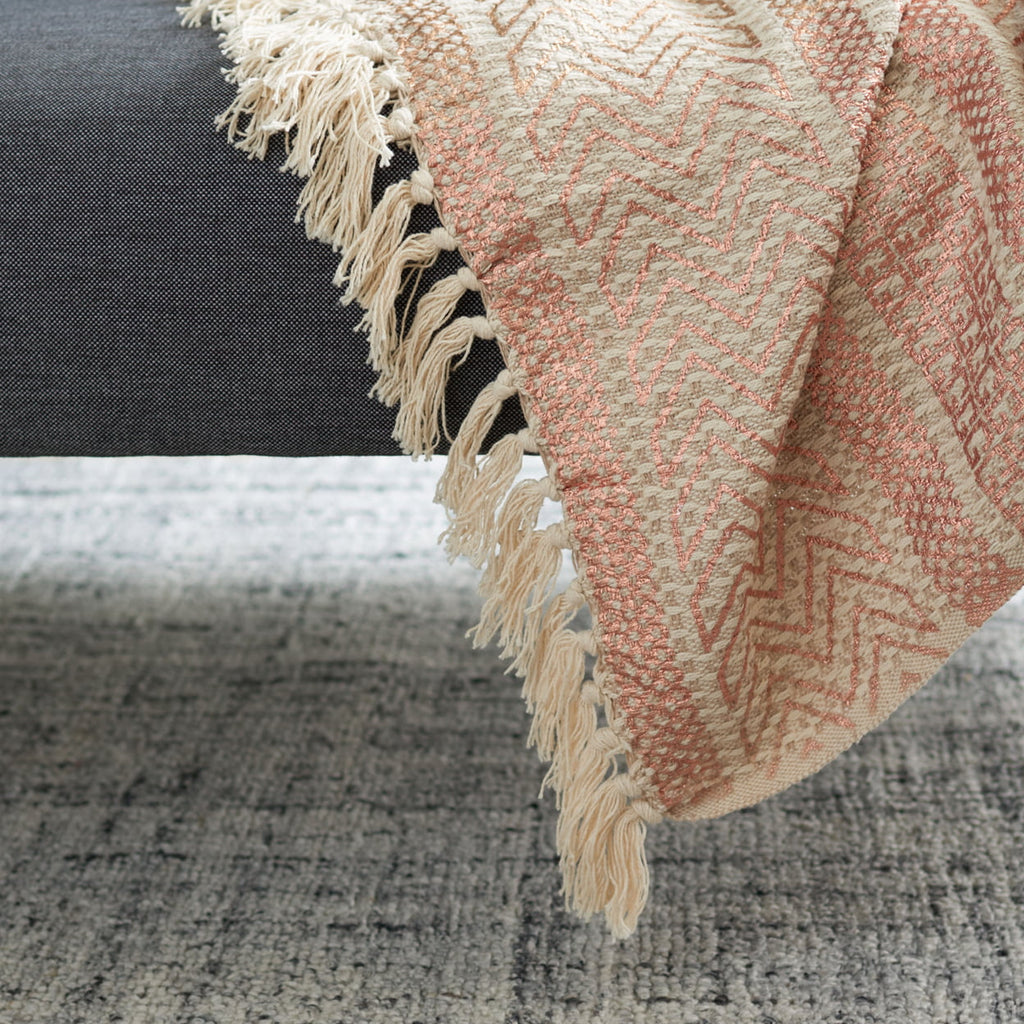 SAFAVIEH Becks Striped Throw with Fringe, 60" x 72", Beige/Copper