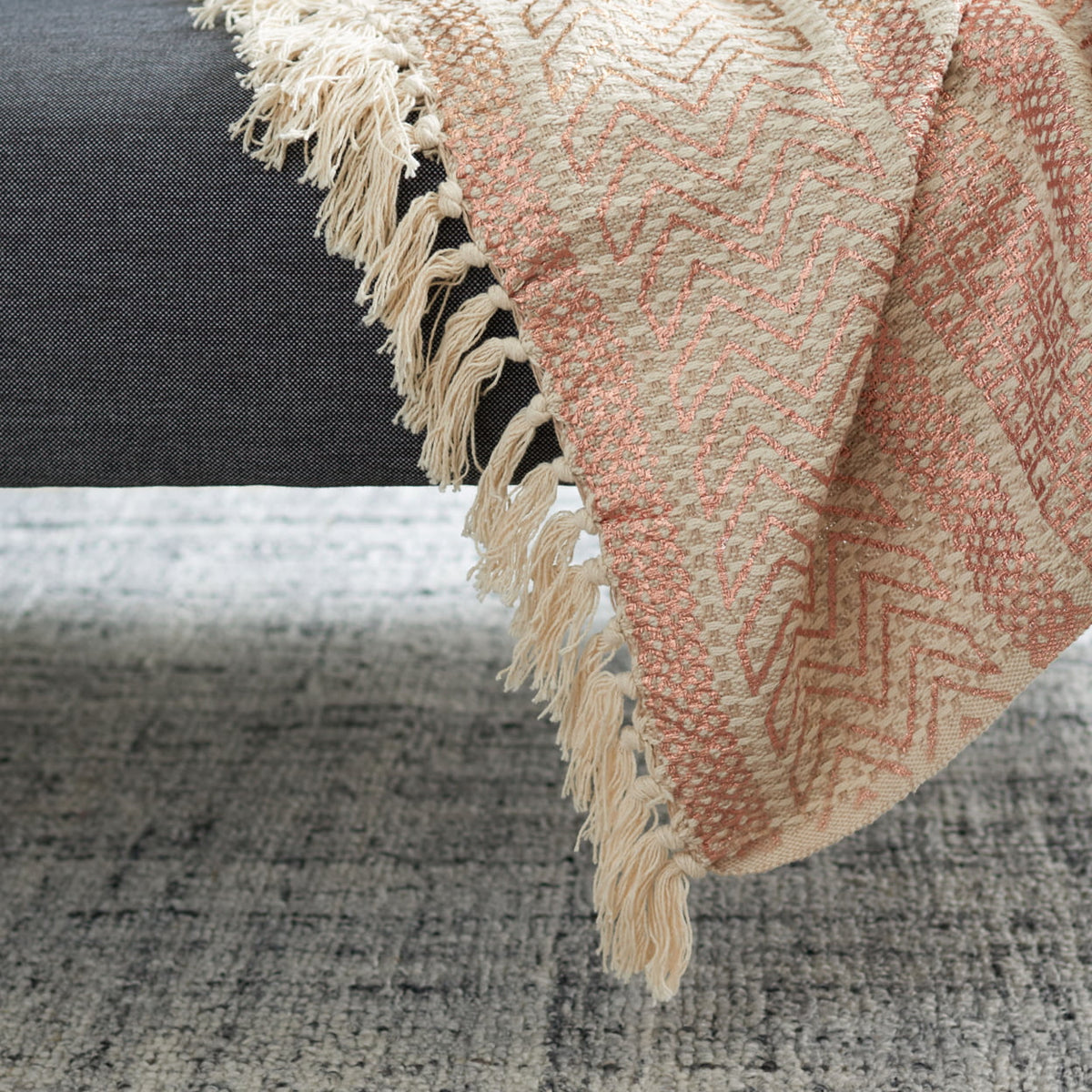 SAFAVIEH Becks Striped Throw with Fringe, 60" x 72", Beige/Copper