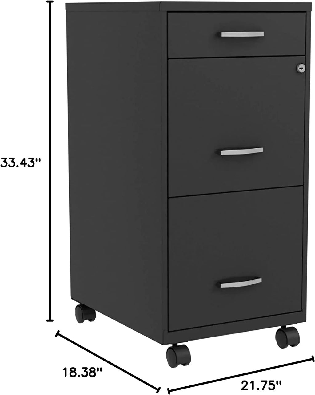HYHBIBOOM LYS SOHO Box/File/File 3-Drawer Mobile File Cabinet Dark 14.3" x 18" x 29.5"