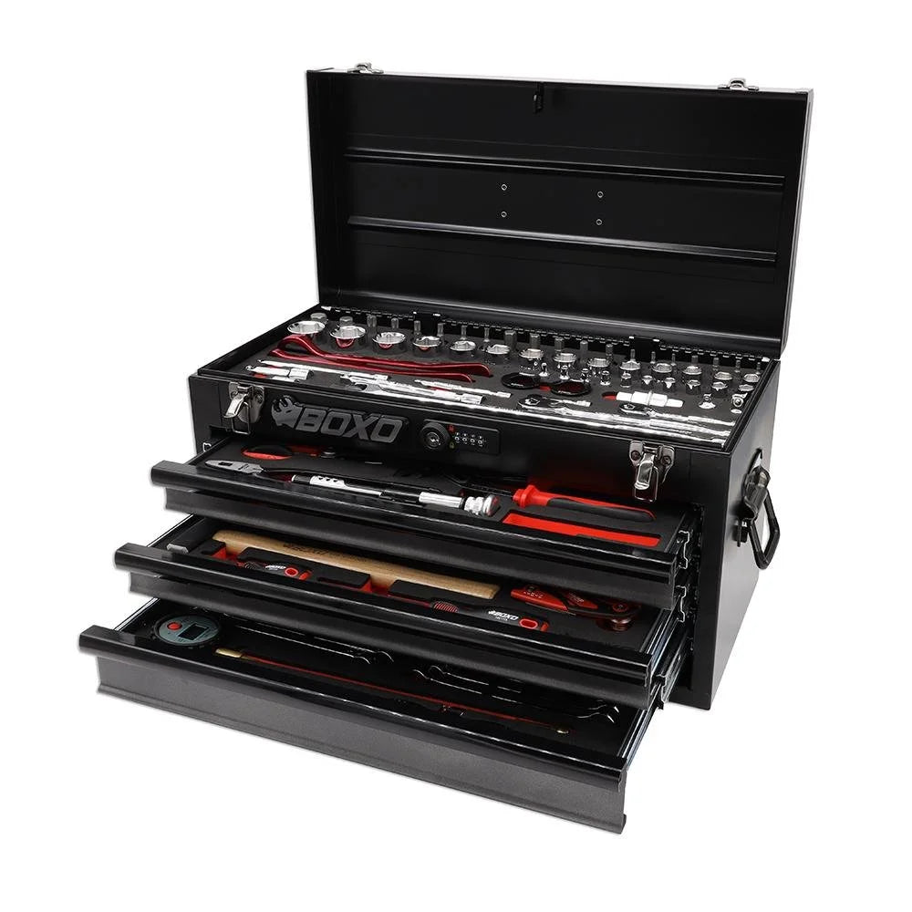 BOXO USA Heavy Duty 103 Piece MotoBox Tool Box - Ebony