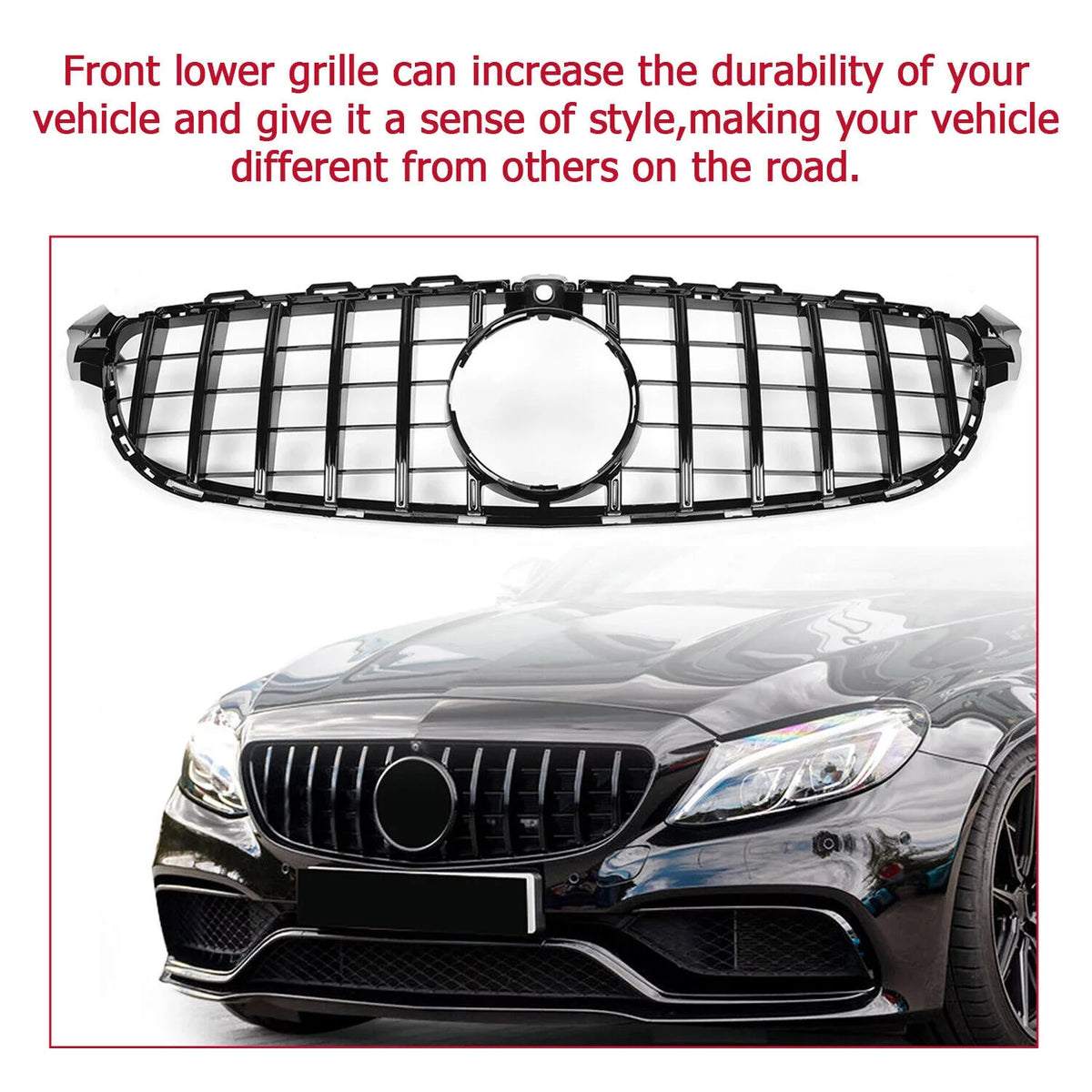 Kojem Front Bumper Grille for 2015 2016 2017 2018 Mercedes Benz W205 C63 AMG S Dark Painted for Both with Or without Camera Model Cover