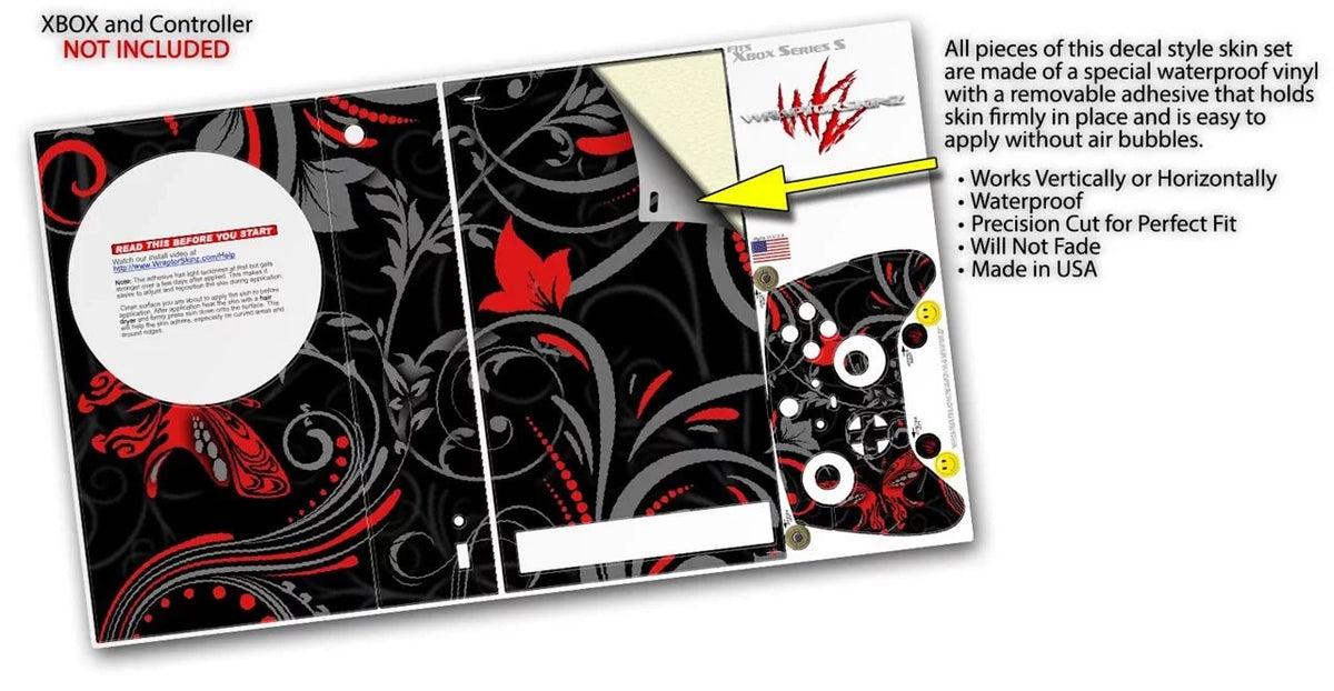 WraptorSkinz Skin Wrap compatible with the 2020 XBOX Series S Console and Controller Twisted Garden Gray and Red (XBOX NOT INCLUDED)