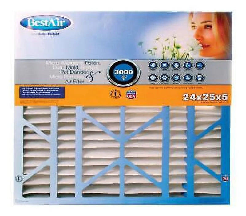 BestAir 24 in. W X 25 in. H X 5 in. D 13 MERV Pleated Air Filter (Pack of 2)