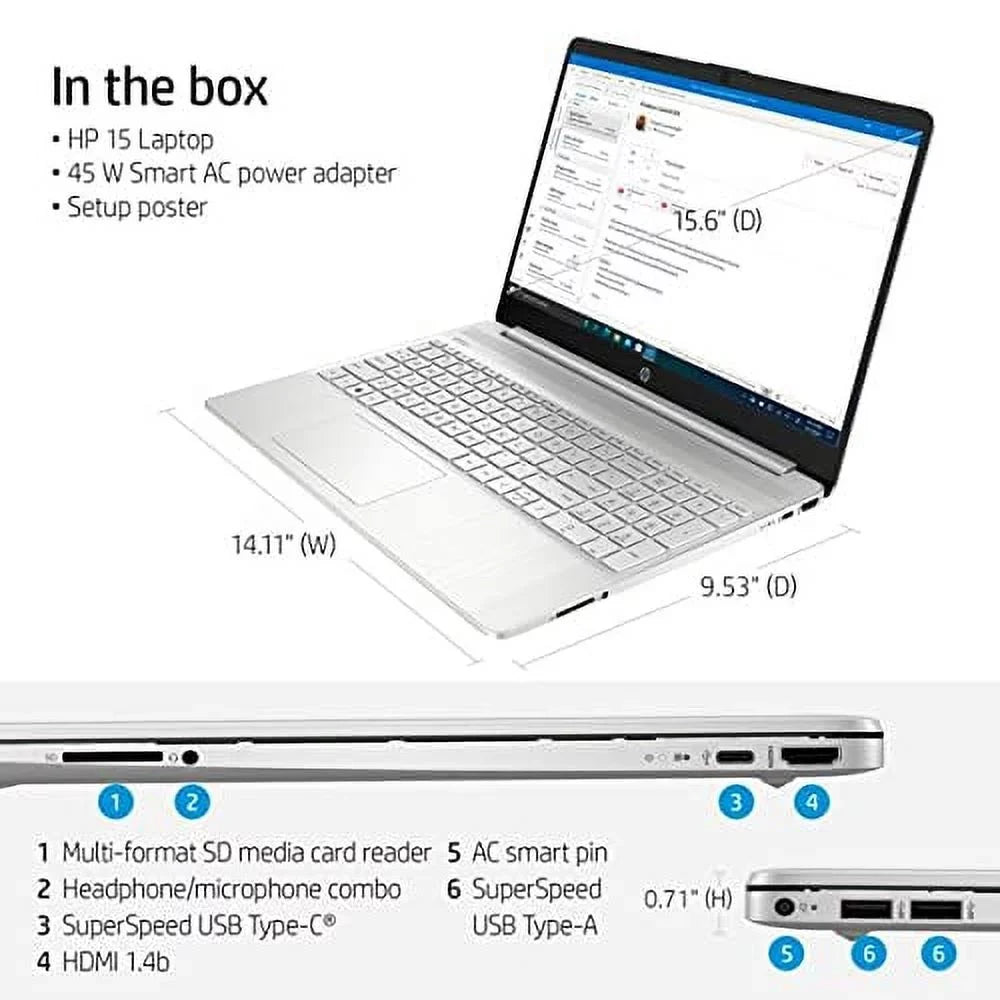 2022 15.6" FHD Micro-Ege Display Laptop PC 11th Gen 4-Core i7-1165G7 36GB DDR4 RAM 512GB NVMe SSD Iris Xe Graphics Webcam HDMI WiFi AC BT USB-C Silver Windows 11 Pro w/RE USB Drive
