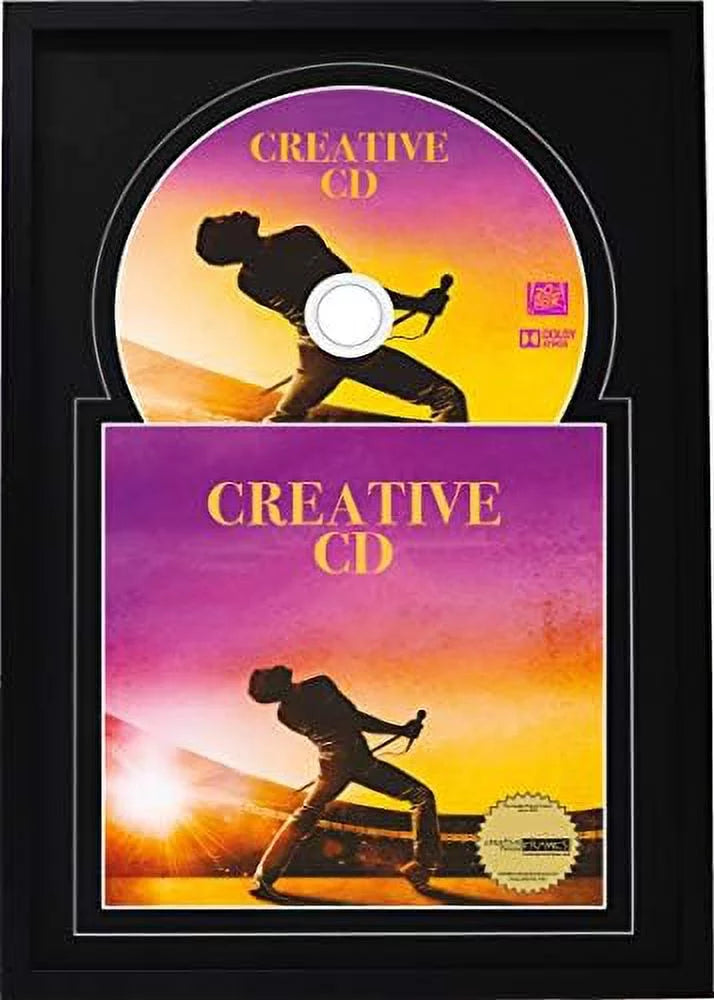 X 12" Jukebox Music Frame Double Jet Matting Displays Cover Art And 4 7/8-Inch Dia. Disc Self Standing With Wall Hanger