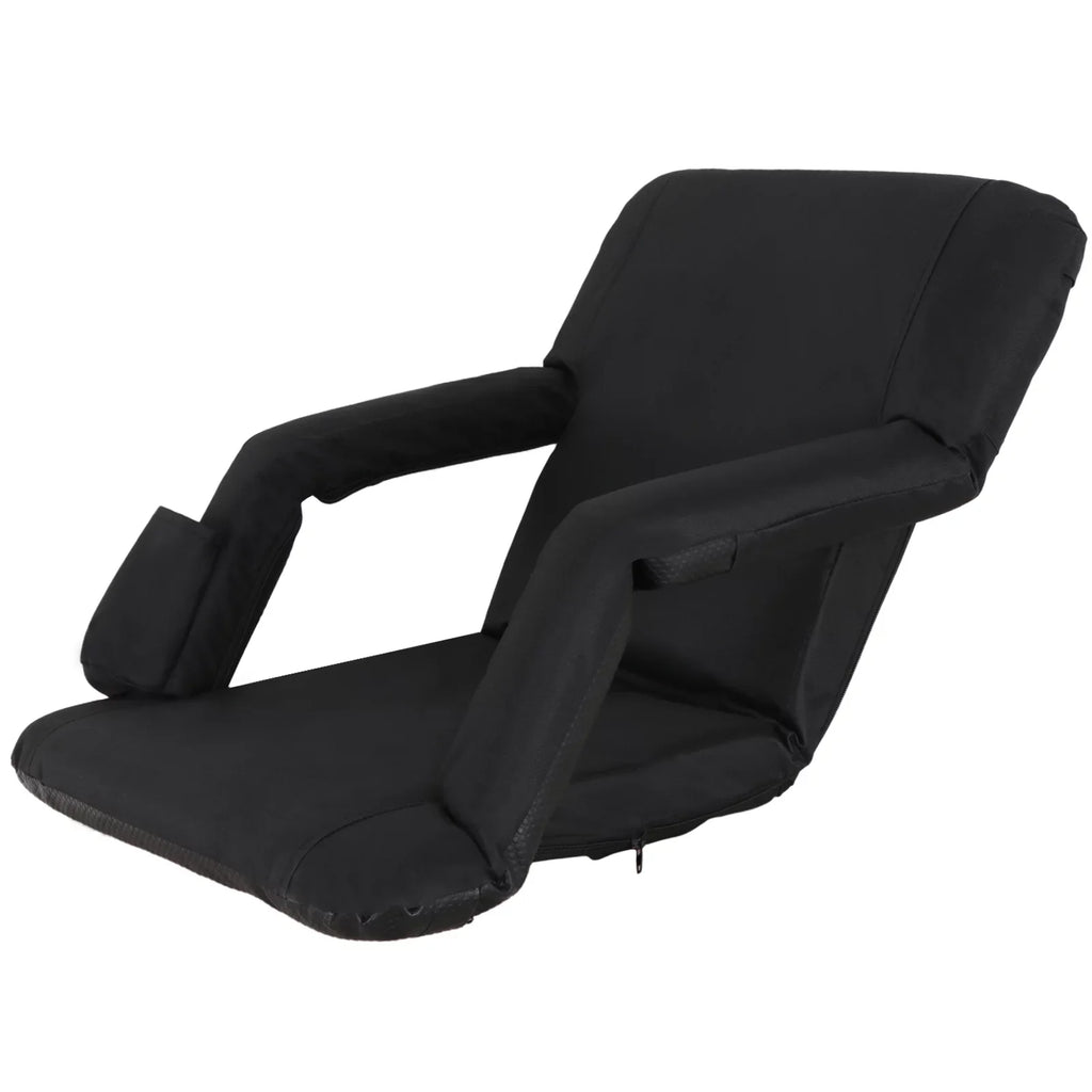 ZENY Stadium Seat Chair Reclining Bleachers W/Padded Cushion - 6 Reclining Positions, Dark