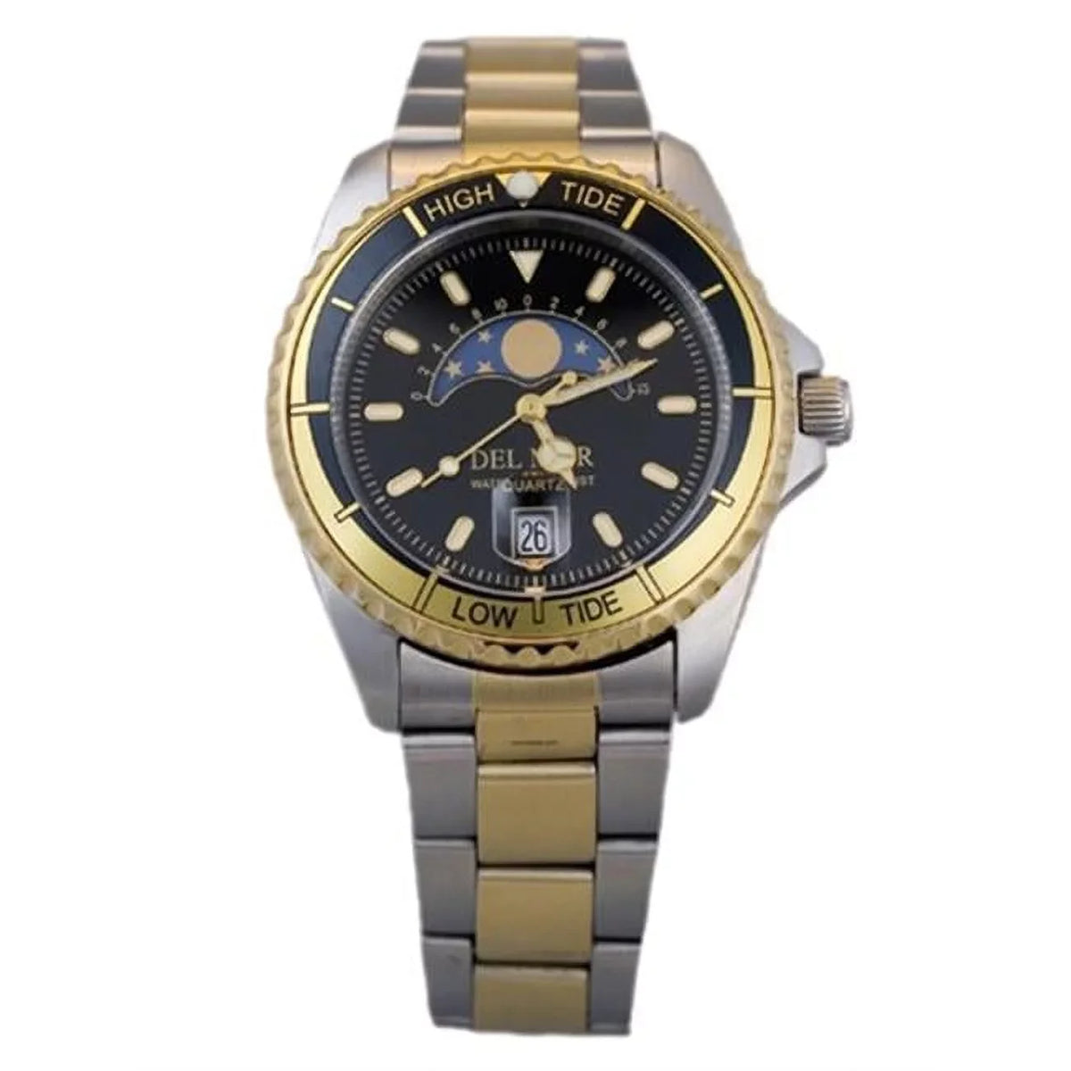 50207 Mens Nautical Analog Tide Watch Two Tone with Dark Dial