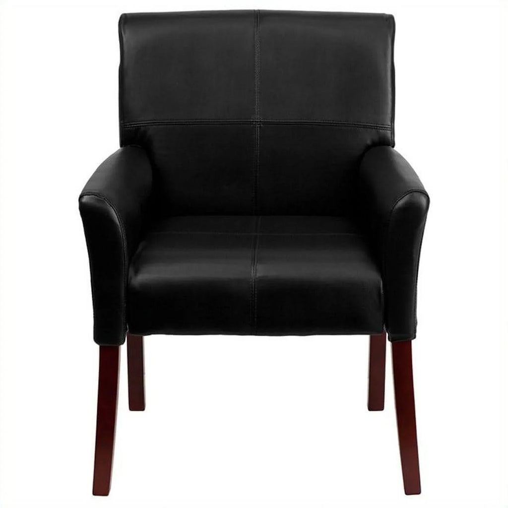 Kingfisher Lane Executive Side Guest Chair in Jet with Mahogany Legs