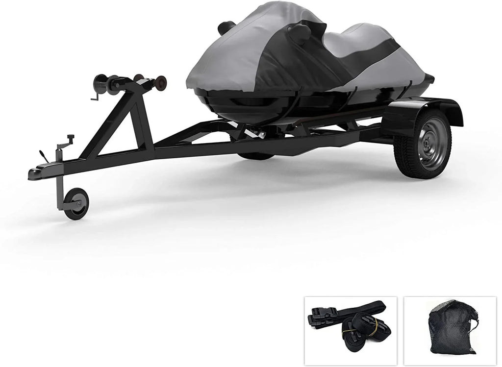 Custom Contour Fit Weatherproof Jet Ski Cover for Kawasaki Ultra 250 LX 2007-2008 - Ebony Color - All Weather - Trailerable - Protect from Rain & Sun! Includes Trailer Straps & Storage Bag