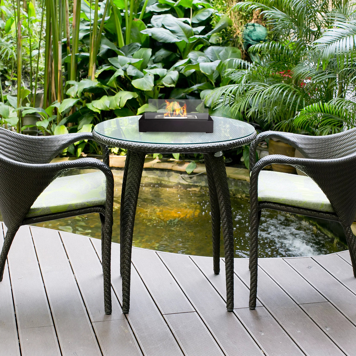 Northwest 2-Pack Rectangular Indoor or Outdoor Ventless Bio Ethanol Tabletop Fireplace, Dark