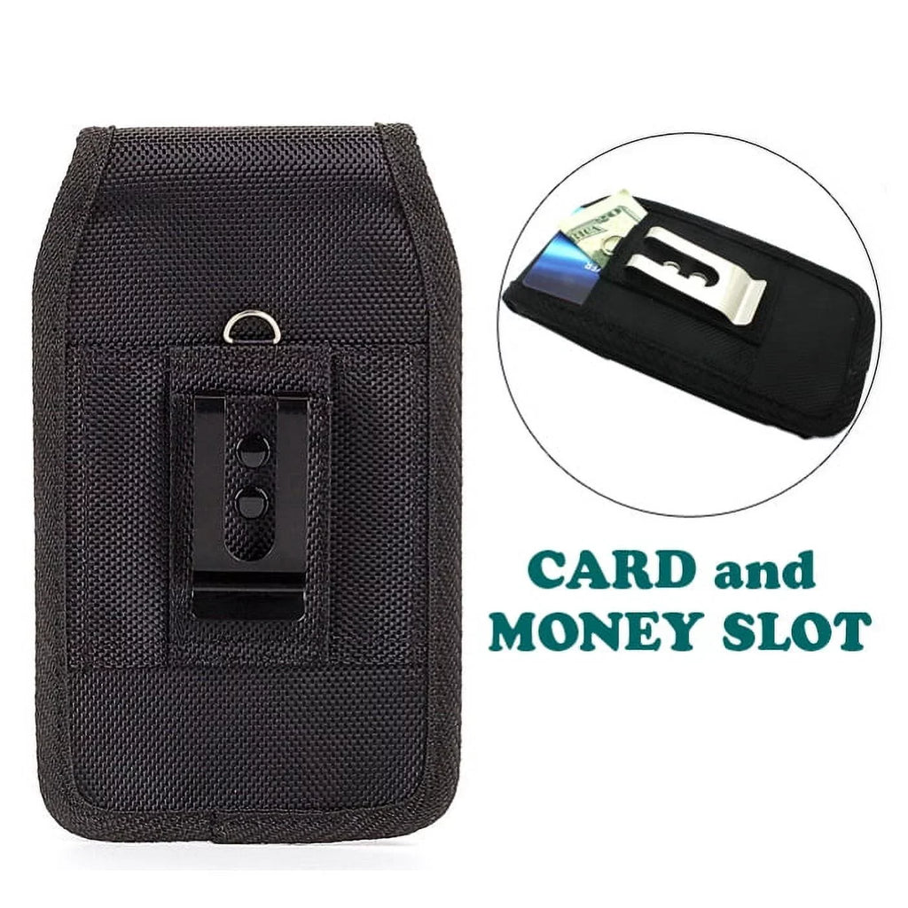 Rugged Canvas Case Holster Metal Belt Clip w Dark 6ft Long Type-C Cable Rapid Charge USB Wire Sync Y8K for Jet Motion - BLU G9, Vivo XI Plus - Coolpad Legacy - Pixel XL 3a XL