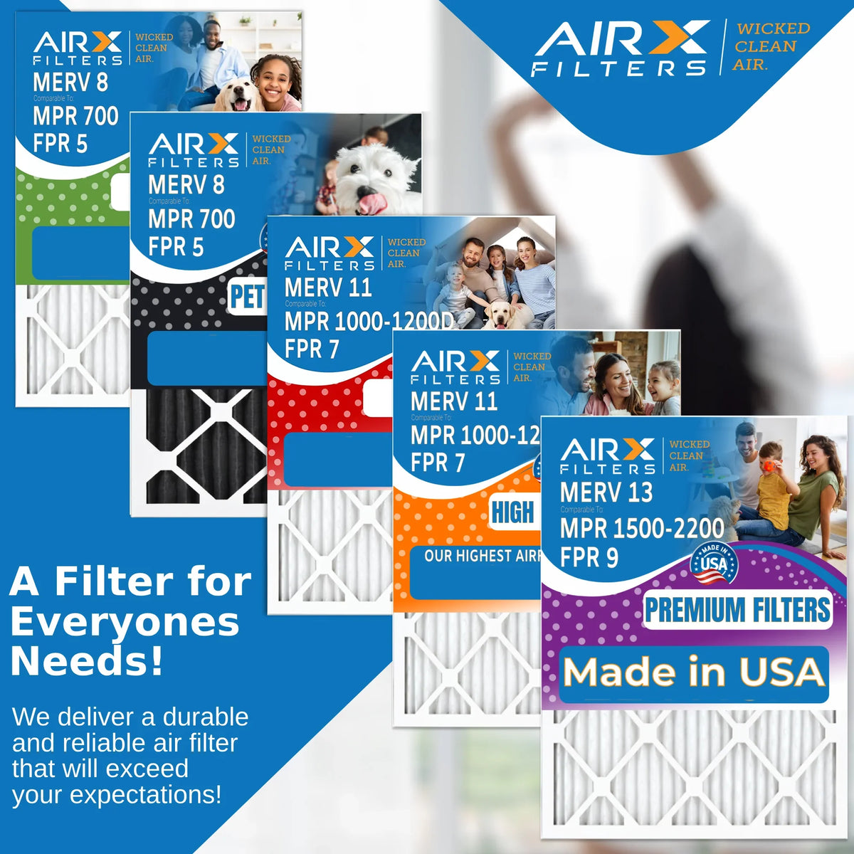 20x25x5 Air Filter Odor Eliminator Carbon Filter MERV 8 Comparable to MPR 700 & FPR 5 Compatible with Honeywell FC100A1037 2 Pack by AIRX FILTERS WICKED CLEAN AIR.