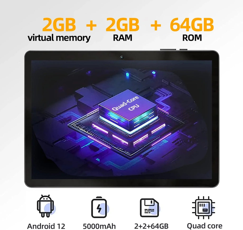 SGIN 10in Android 13 Tablet 2gb RAM 64gb ROM 800*1280 IPS HD Screen 4-Core Allwinner 133, 2MP + 5MP