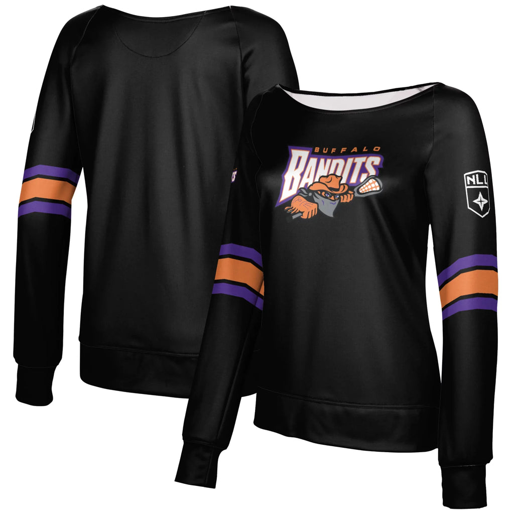 Girls Youth Epoch Lacrosse Jet Buffalo Bandits Boat Neck Pullover Sweatshirt
