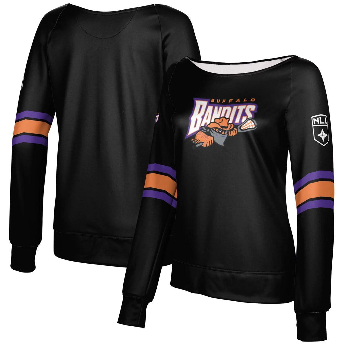 Girls Youth Epoch Lacrosse Jet Buffalo Bandits Boat Neck Pullover Sweatshirt