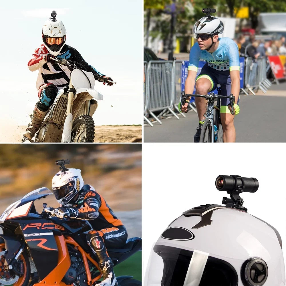 VSYSTO 2K Motorcycle Bike Helmet Camera, Portable WiFi Waterproof Motorcycle Dash Cam Action Camera, 170° Super Wide Angle Night Vision Lens, WDR, Loop Recording